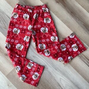 Rudolph red fleece Christmas pajama pants | girls 10 | winter holiday reindeer